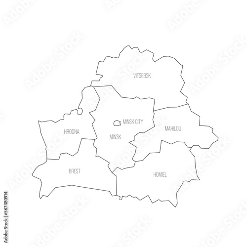 Belarus political map of administrative divisions