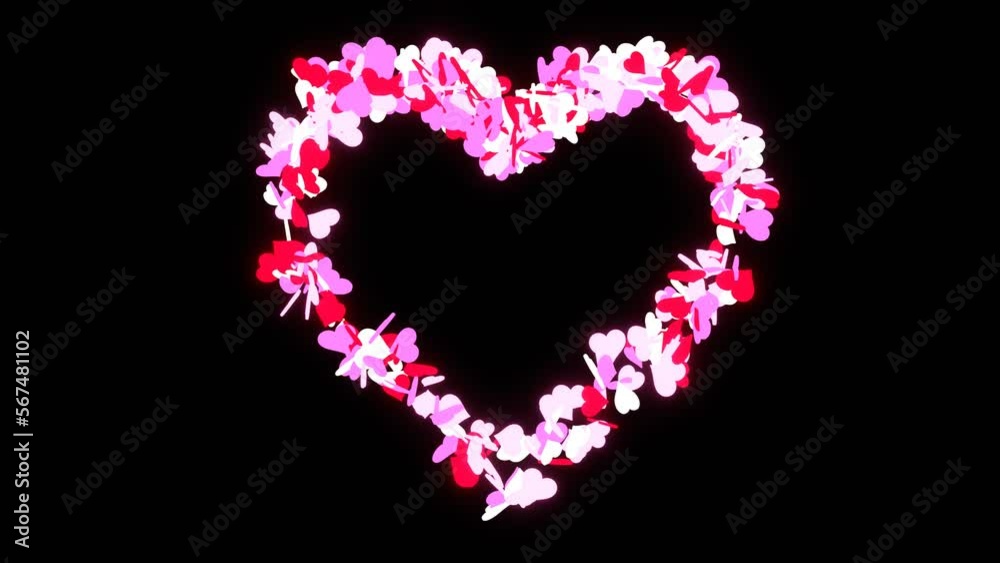Abstract Heart Shape Animation On Black Background, loop animation, 4k Abstract Heart Shape Animation On Black Background, loop animation, 4k