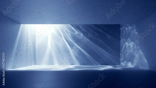 animated 3d water inside the swimming pool, glare and sun rays going through the liquid surface. Underwater caustic effect