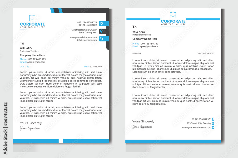 Professional Corporate Letterhead Design Template 