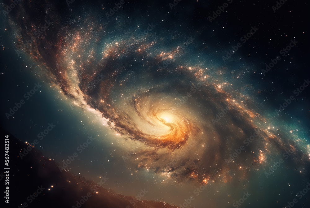 A galaxy starfield on a night sky