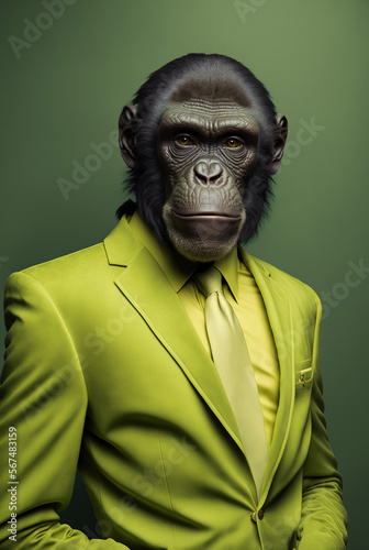 The chimpanzee. A beautiful animal in costume.