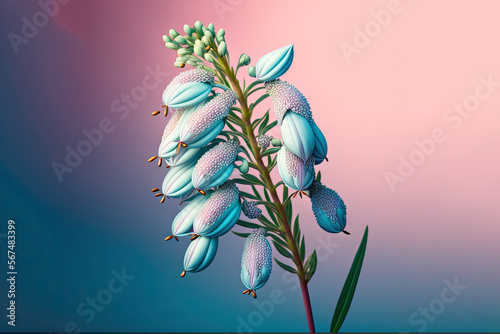  a painting of a flower on a pink and blue background with a pink and blue background and a blue and pink background with a pink border.  generative ai