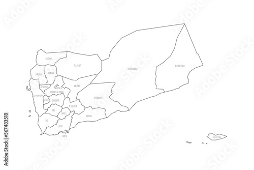 Yemen political map of administrative divisions