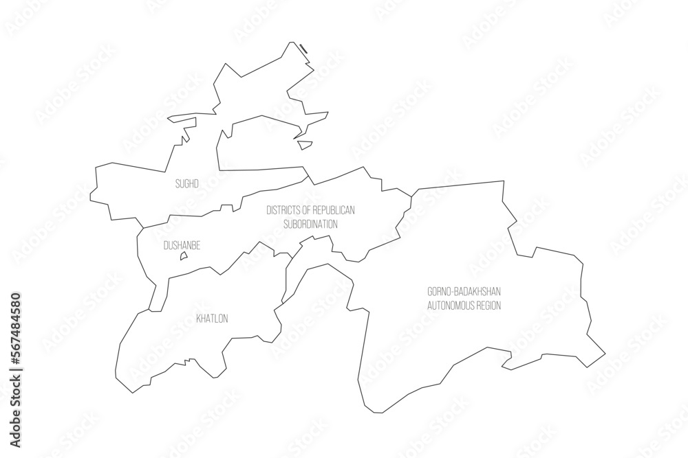 Tajikistan political map of administrative divisions Tajikistan political map of administrative divisions