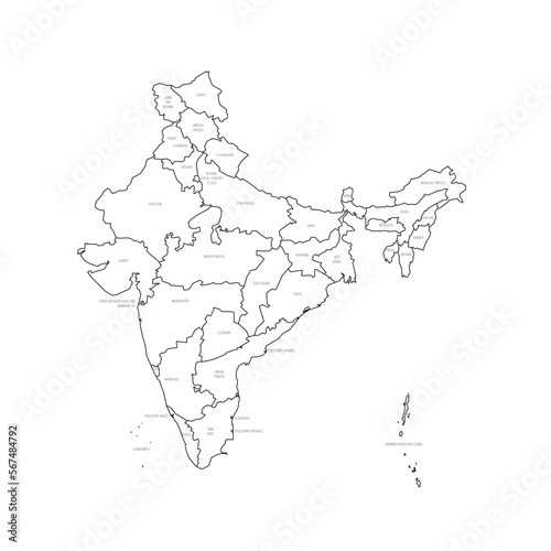 India political map of administrative divisions