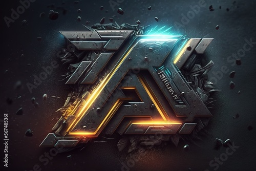 Cyberpunk style logo for letter A. Generative AI