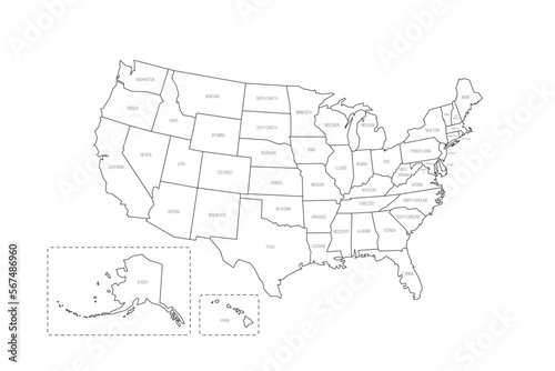 United States of America political map of administrative divisions