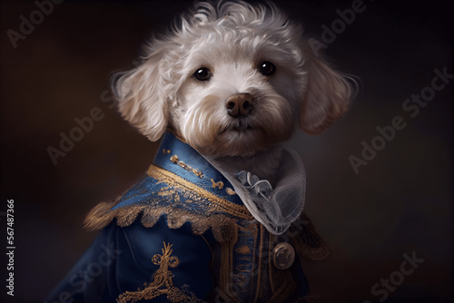 A cute dog in royal clothes Generative AI