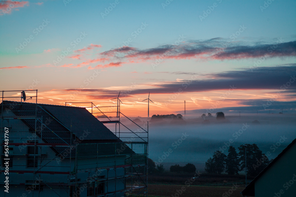 Fototapeta premium sunrise at construction site