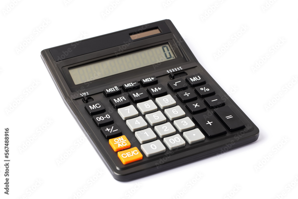 Black digital calculator isolated on white background Black digital calculator isolated on white background