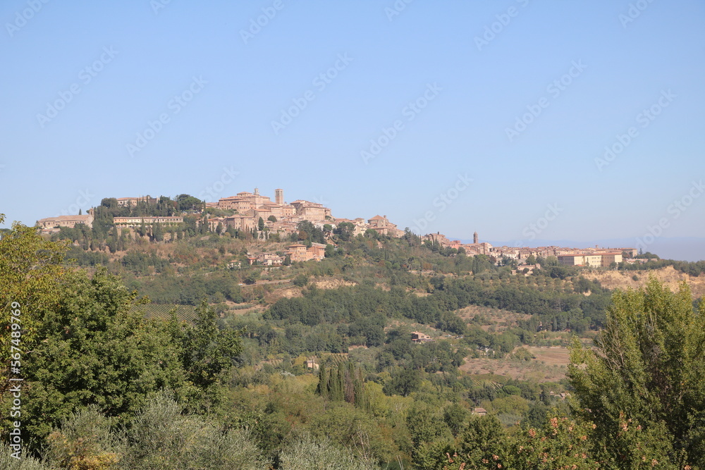 Summer in Tuscany view to Montepulciano and Val d'Orcia, Italy