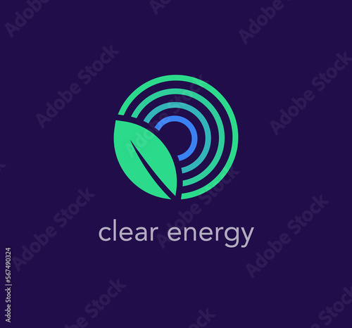 Circular leaf logo. clean energy zero carbon logo. unique vector design.