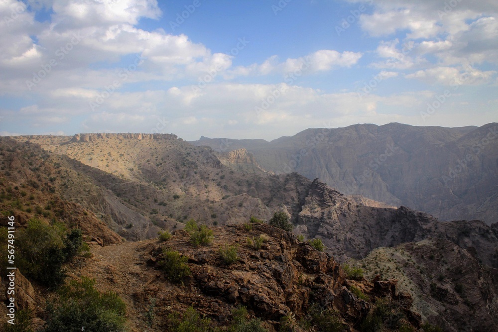 Jebel Akhdar mountain range view by morning, Oman