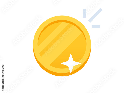Money coin gold icon vector 3d or flat golden penny cartoon graphic isolated illustration, cent, treasure for game or casino editable