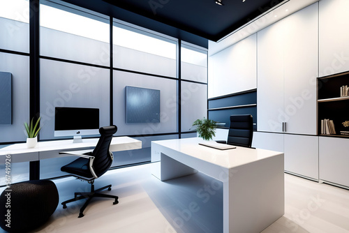 modern office interior - generative AI illustration