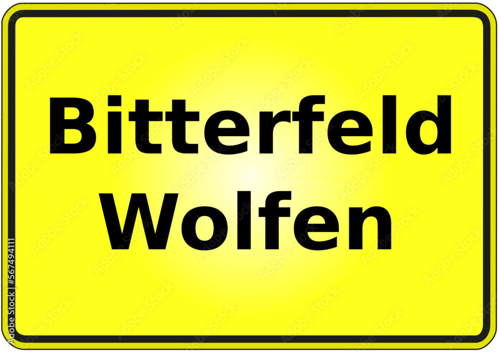 Ortseingangsschild Deutschland Stadt Bitterfeld-Wolfen Ortseingangsschild Deutschland Stadt Bitterfeld-Wolfen