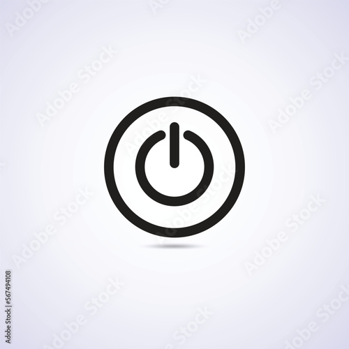 Power icon on button, Power button icon, Shutdown Button, Power off energy button, Vector icon