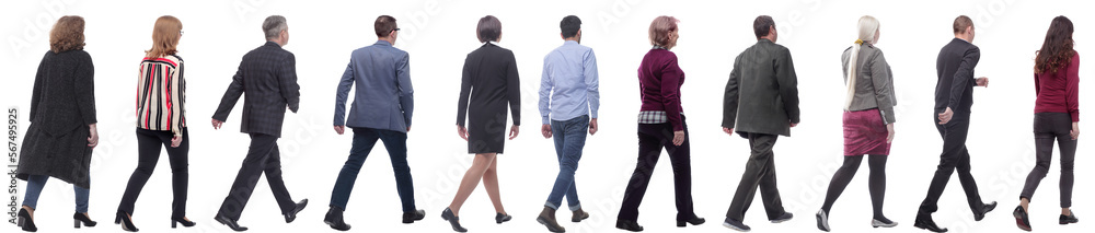 group of successful business people in motion isolated group of successful business people in motion isolated
