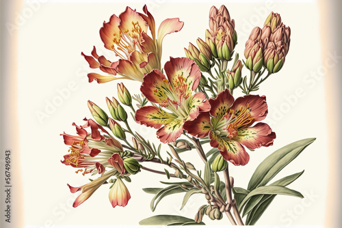 Alstromeria Flowers, Illustration, Generative AI photo