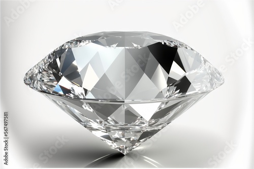  a diamond on a white background with a reflection in the center of the diamond and a reflection in the middle of the diamond  with a white background.  generative ai