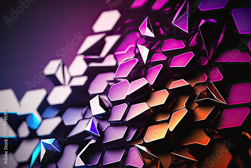 Abstract polygonal digital style 3d wallpaper. Post-processed Generative AI illustration.