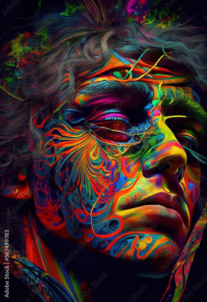 The Vibrant and Hallucinatory Colors of a Human Face. Generative ai