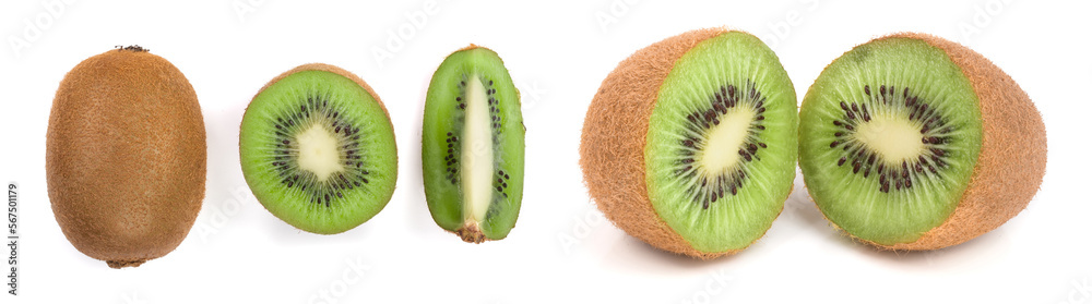 sliced kiwi fruit isolated on white background. Flat lay pattern. Top view sliced kiwi fruit isolated on white background. Flat lay pattern. Top view