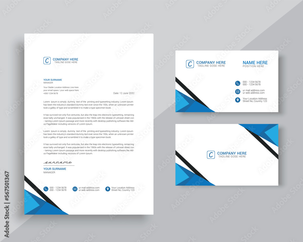 business card and letterhead stationery template