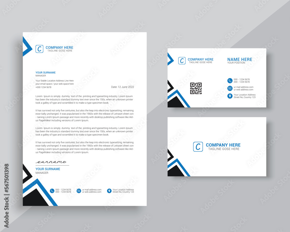 Obraz premium business card and letterhead stationery template