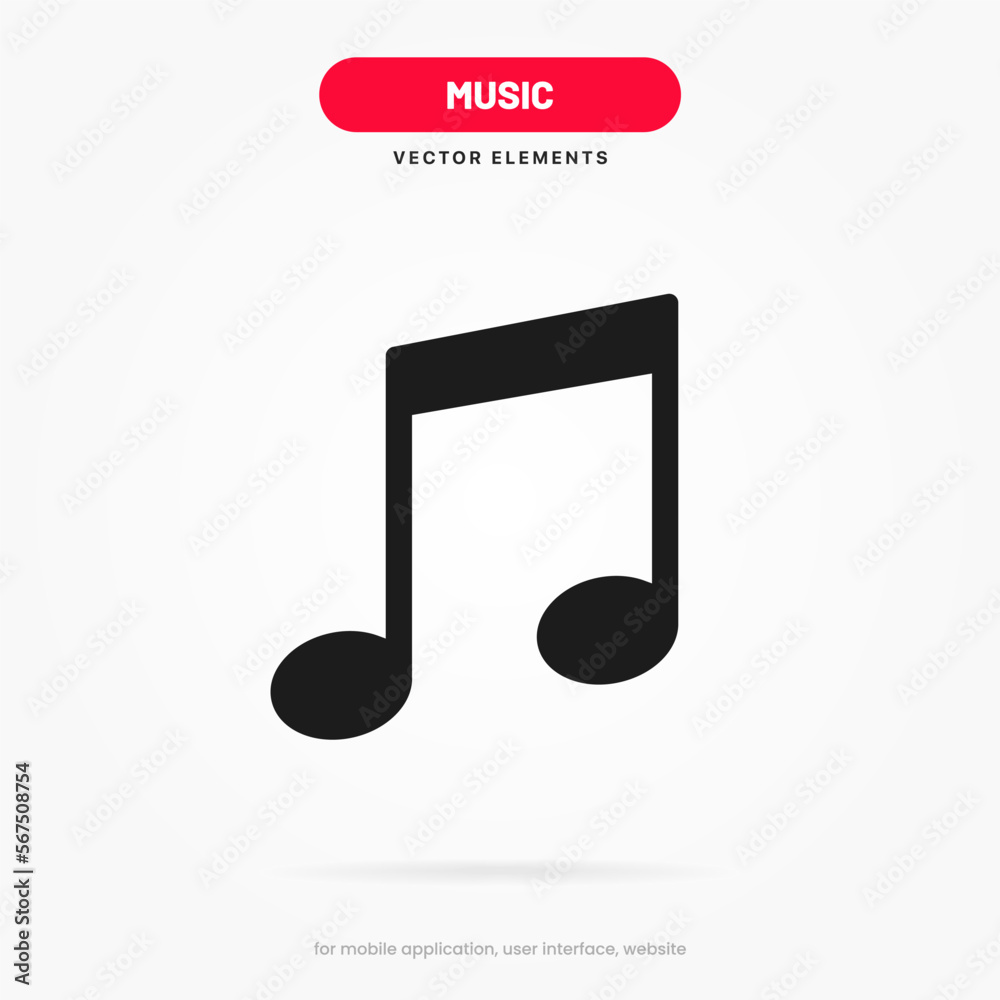 3D modern music note, sound, song, noise icon. Music symbol for mobile app, UI, GUI, UX, website. Play button. Music playing. 3D modern music note, sound, song, noise icon. Music symbol for mobile app, UI, GUI, UX, website. Play button. Music playing.