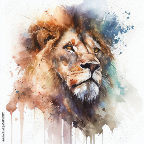 watercolor lion painting