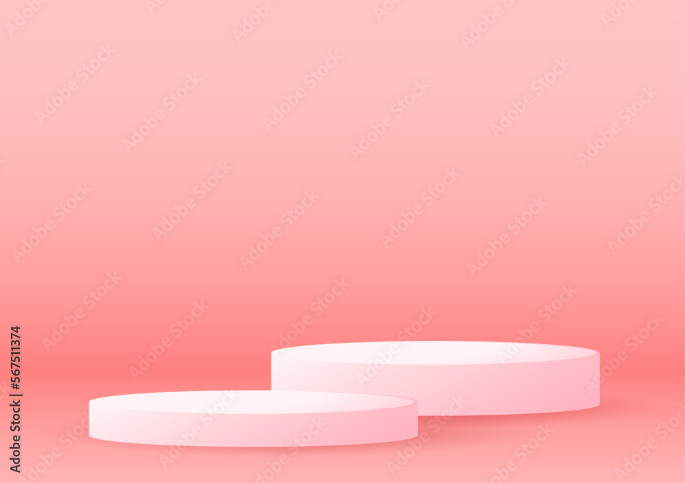 Pink Valentine's day background with product display. Red podium in Valentine's day. Pink Valentine's day background with product display. Red podium in Valentine's day.