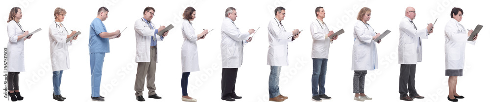 full length group of doctors with notepad isolated full length group of doctors with notepad isolated