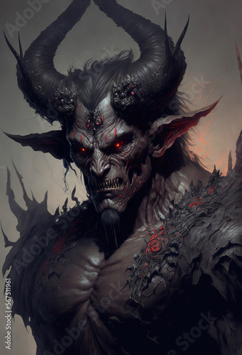 demon with a huge head and large arms  dark fantasy character  art illustration 