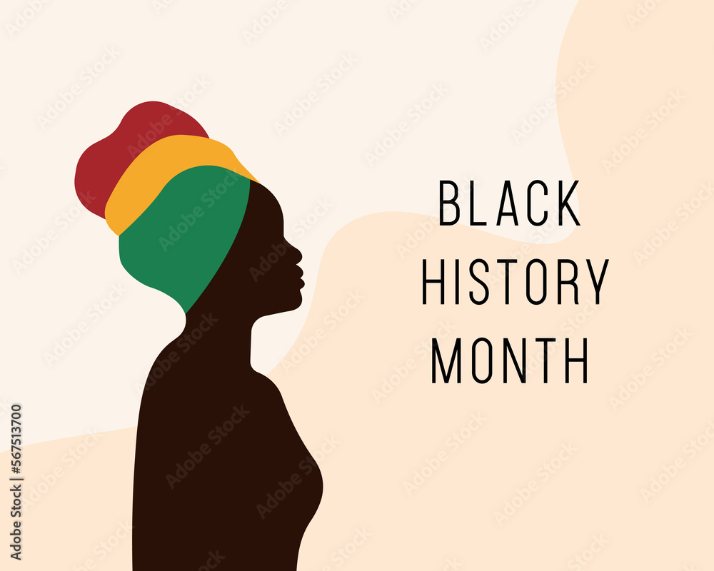 African woman silhouette. Poster, banner, concept black history month
