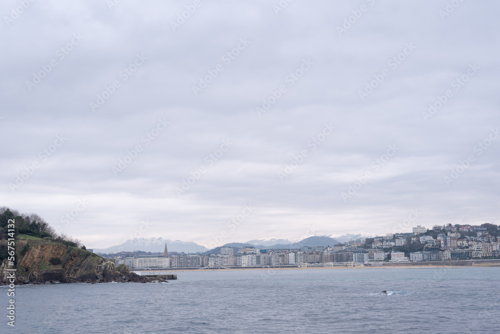 la concha beach in san sebastian a quiet winter morning