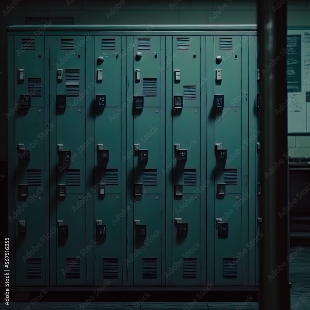 A row of lockers. A row of lockers.