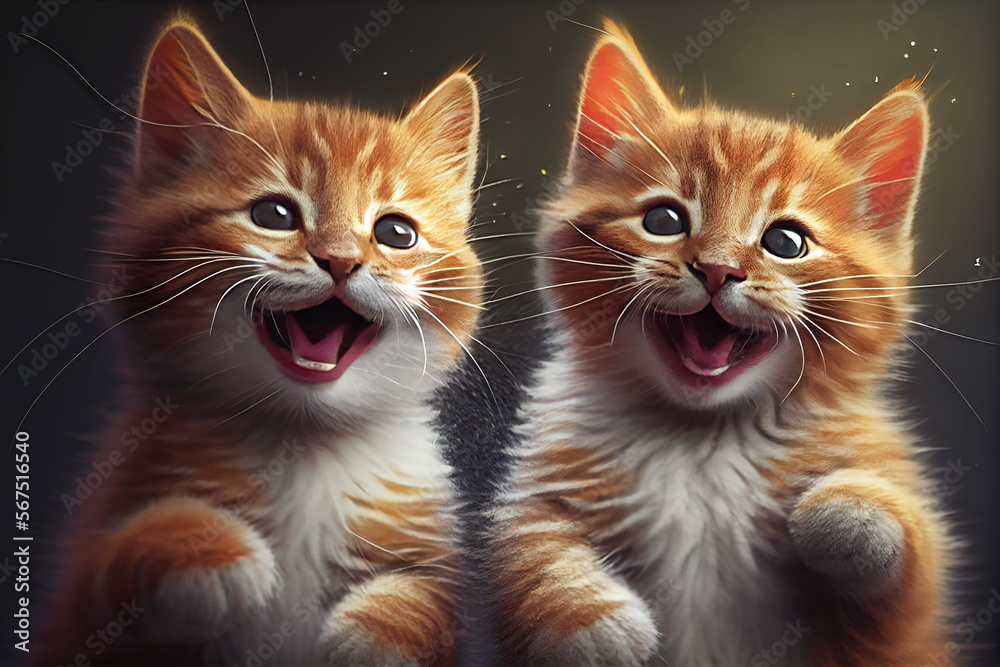 Happy Smiling Cats. generative AI