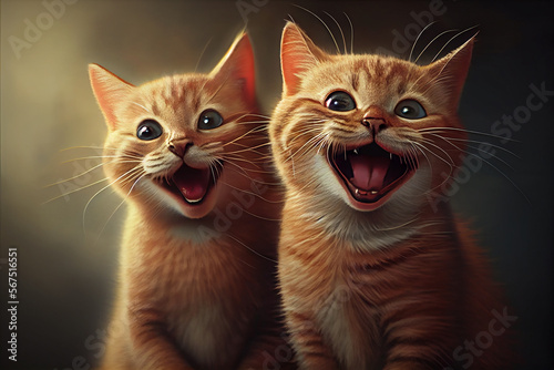 Happy Smiling Cats. generative AI