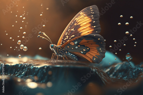 butterflies in nature nature, butterfly, waterfall, water drops, butterflies in nature Generativa AI © Binha