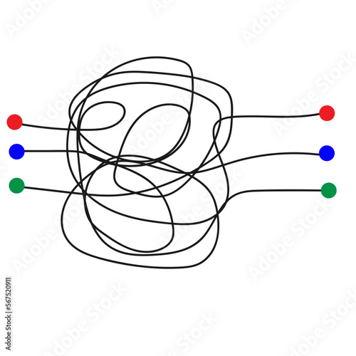  Simple game. Tangled tangle of lines. You need to follow the path from start to finish.