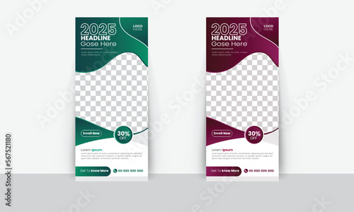 Corporate rollup or X banner design template advertisement, vector illustration, banner for your Corporate business, company, and restaurant with 2 color