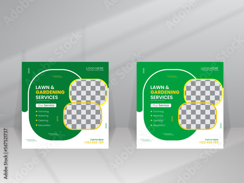 Save the World Nature Environmental Eco Brochure Lawn and Gardening service Social Media Post, Square Flyer, Leaflet Template Design
