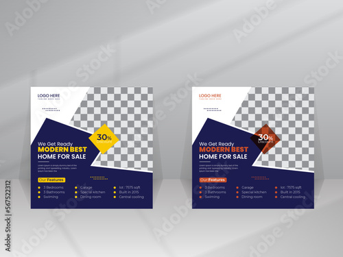 Real estate Luxury home sale Social media marketing flyer web banner template