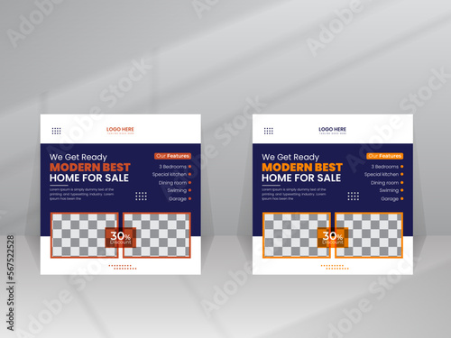 Real estate Luxury home sale Social media marketing flyer web banner template