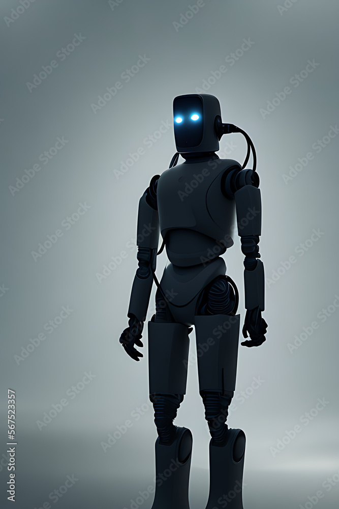 standing robot with lights in his eyes on white background
standing robot with lights in his eyes on white background