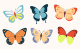 Collection of Multicolored Butterflies. Bright Nature Design Vector illustration In Flat Style