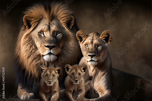 Fototapete Lion end Family