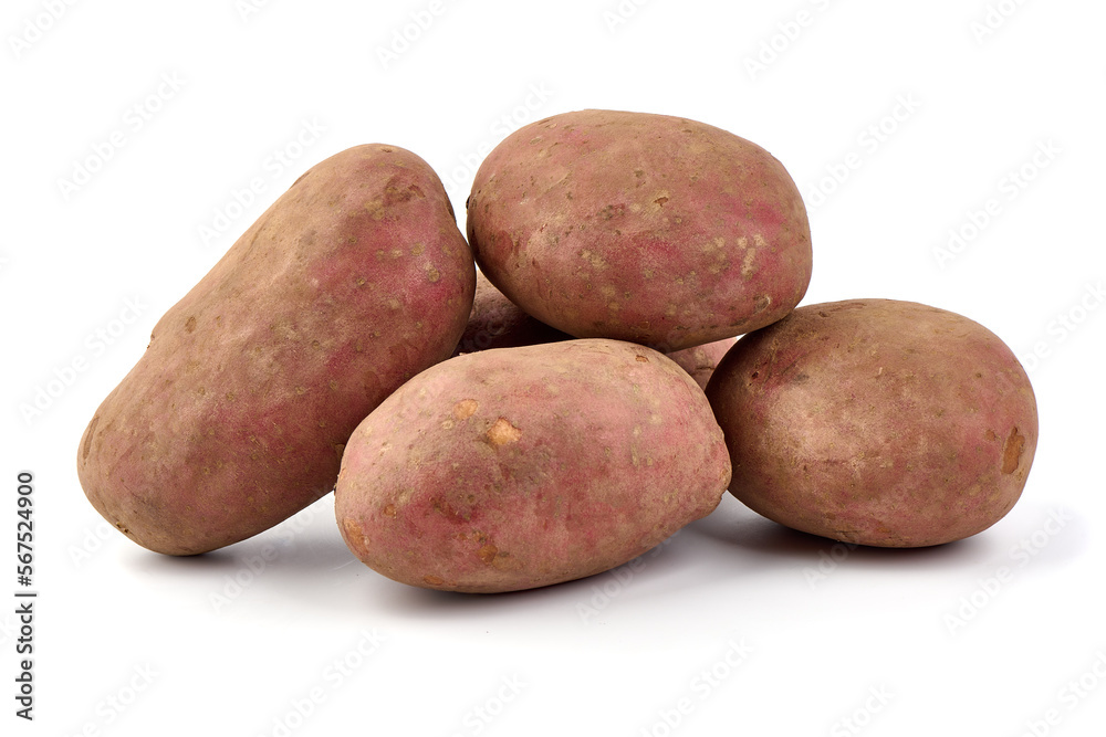 Unwashed potatoes, isolated on white background. Unwashed potatoes, isolated on white background.